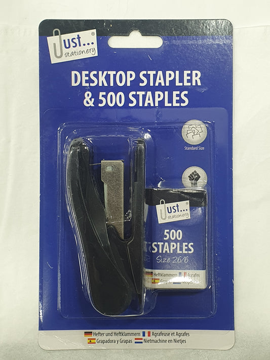 Desktop Stapler in 2 Colours + 500 Staples Set Home Office School New Reliable