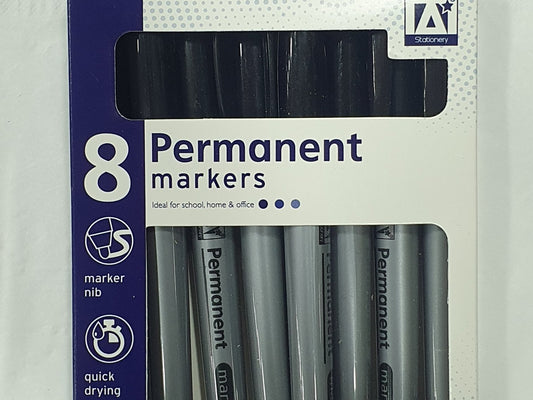 Pack Of 8 black Permanent marker