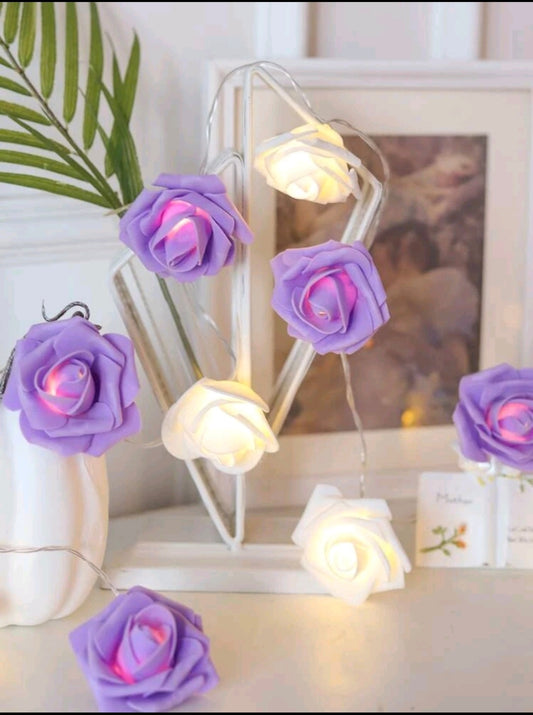 String Light With 10 Pcs Rose Shape Bulb